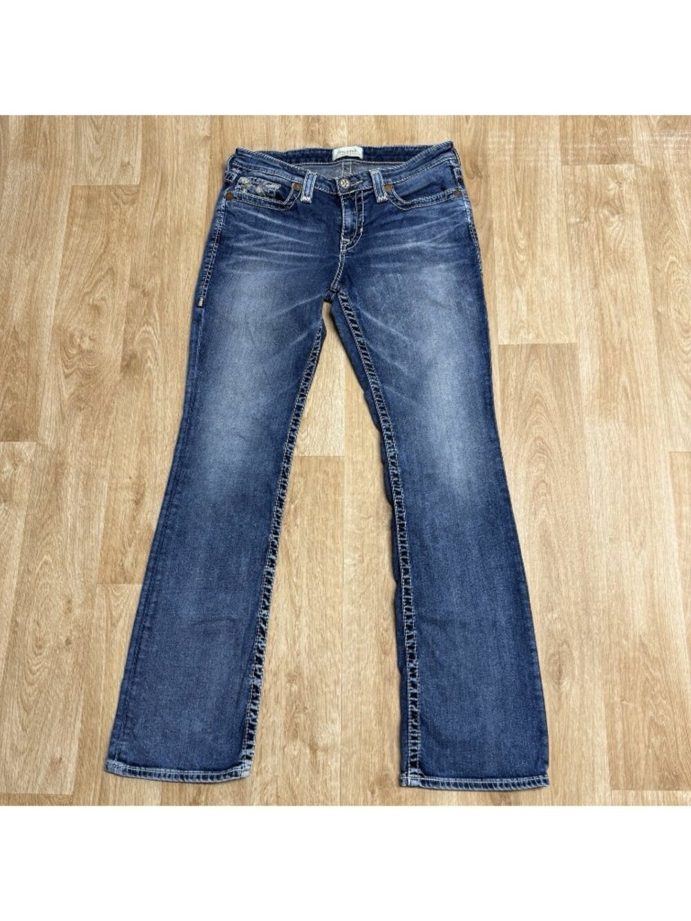 BIG STAR JEANS MADDIE BOOTCUT SIZE 29 LONG MID RISE EMBROIDERED CONTRAST STITCH